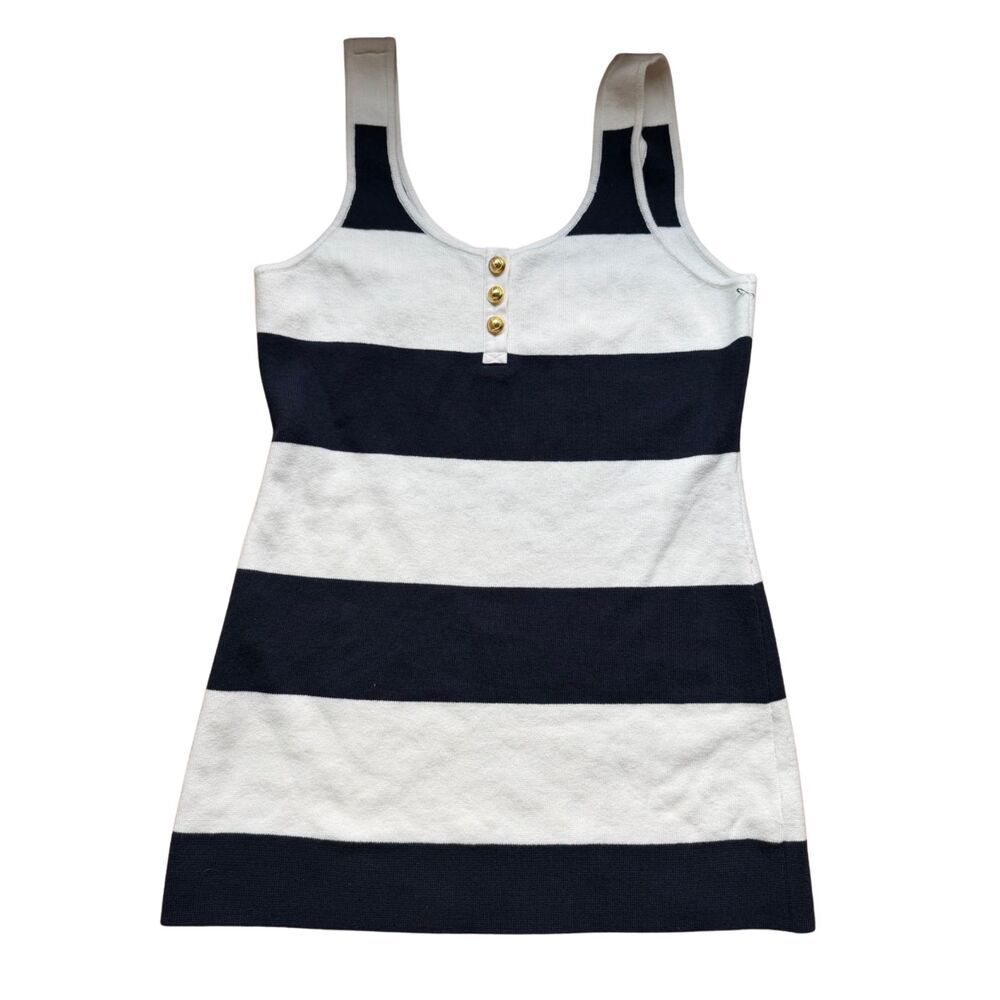 Abercrombie & Fitch Blue White Striped Vol. 28 Button Mini Sweater Dress Sz XXLP